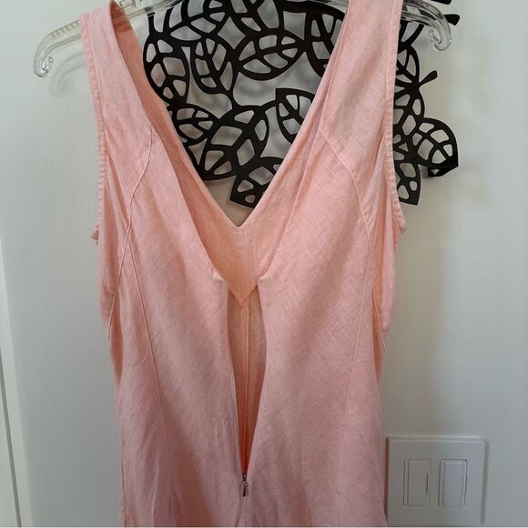 Haris Cotton V Neck Maxi Linen Dress in Warm Pink S NWOT - Picture 5 of 11